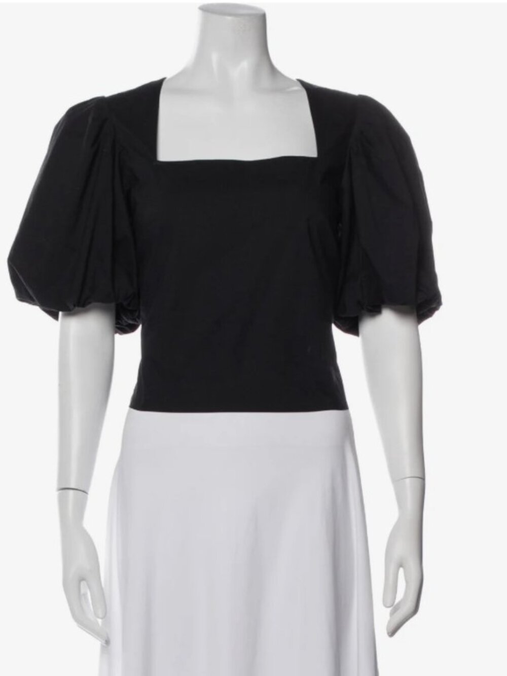 Frame Denim Black Square-Neck Puff Sleeve Blouse Size Small